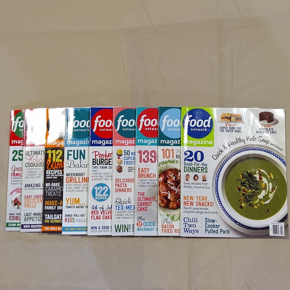 Food Network Magazines, 9 in lot - 2015